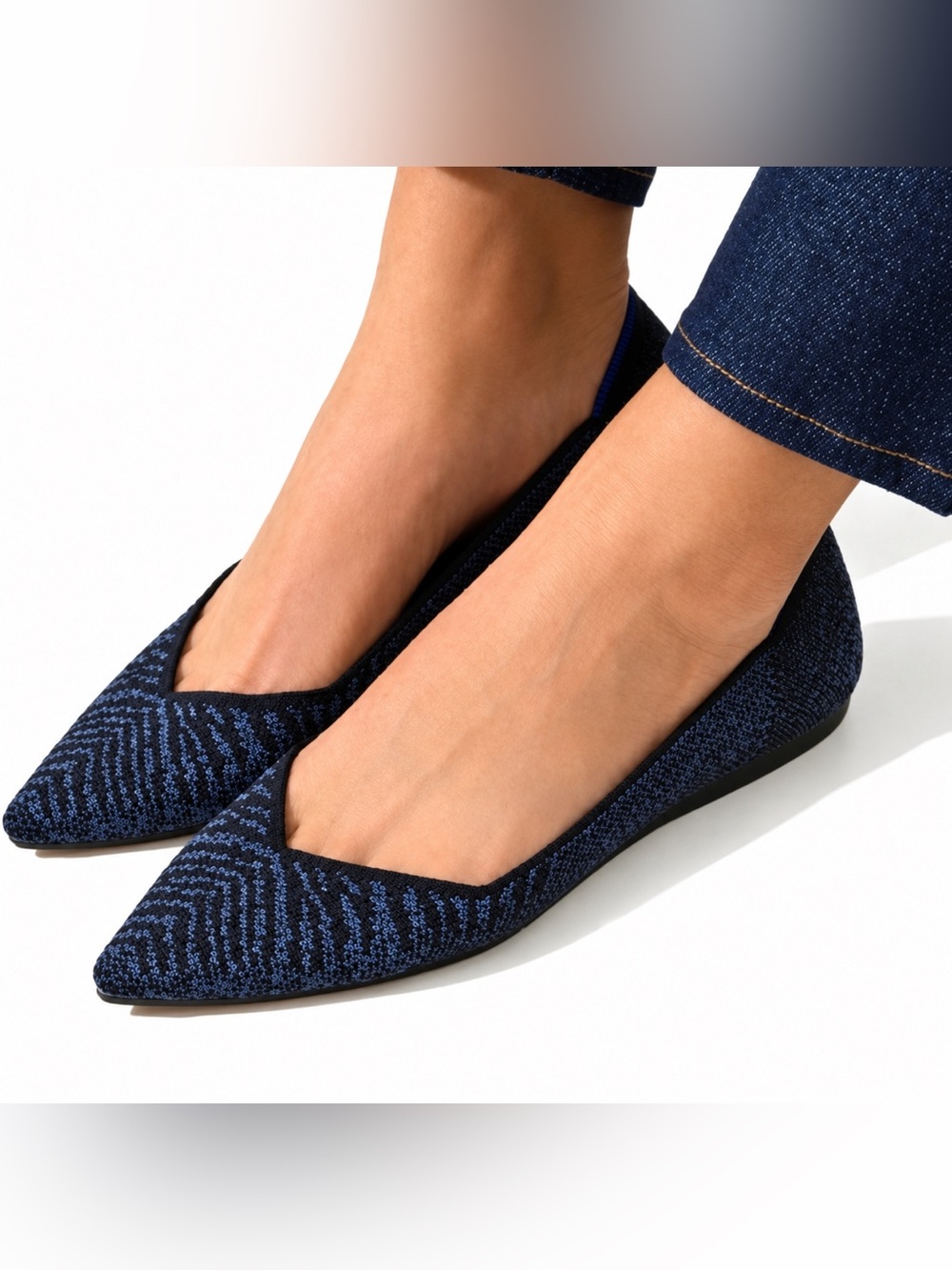 Rothy’s Midnight Metallic Zebra Pointed Toe Flats Size 6.5